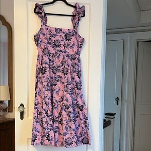 J.Crew Floral Squareneck Ruffle-Strap Midi Dress